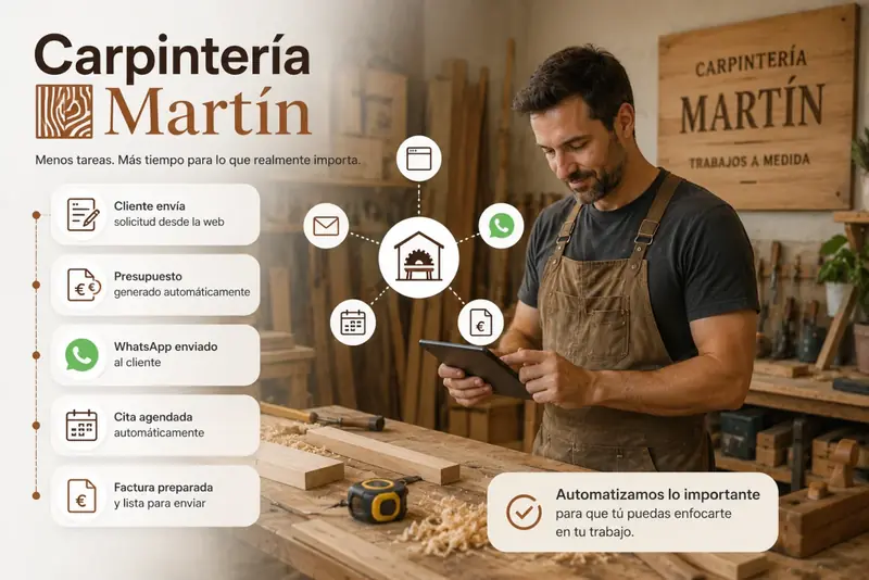 Ejemplo de automatización de presupuestos y citas en una carpintería