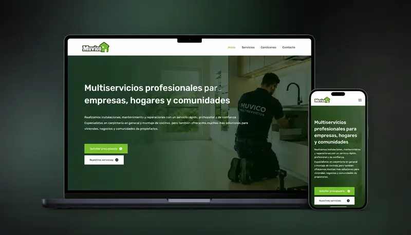 Web de Muvico Multiservicios en ordenador y móvil